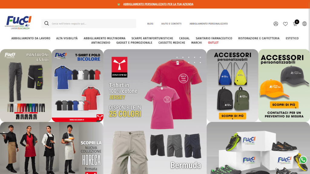 Il sito Fucci Shop prima del restyling